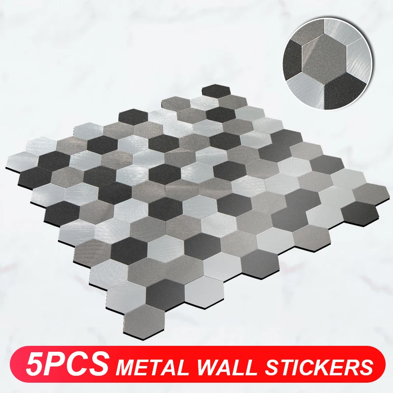 5PCS 30x30cm Metal Aluminum-PVC Mosaic Hexagon Gray Silver Retro Pattern Wall Stickers For Kitchen Self-Adhesive Home Decoration
5PCS 30x30cm Metal Aluminum-PVC Mosaic Hexagon Gray Silver Retro Pattern Wall Stickers For Kitchen Self-Adhesive Home Decoration