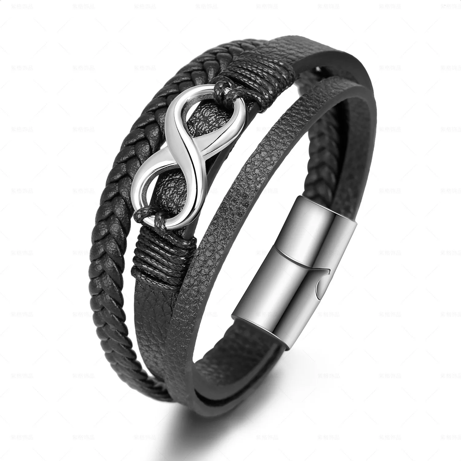 European And American Style Hand Woven Rope Cowhide 8-word Magnetic Buckle Stainless Steel Titanium Bracelet For Men
European And American Style Hand Woven Rope Cowhide 8-word Magnetic Buckle Stainless Steel Titanium Bracelet For Men