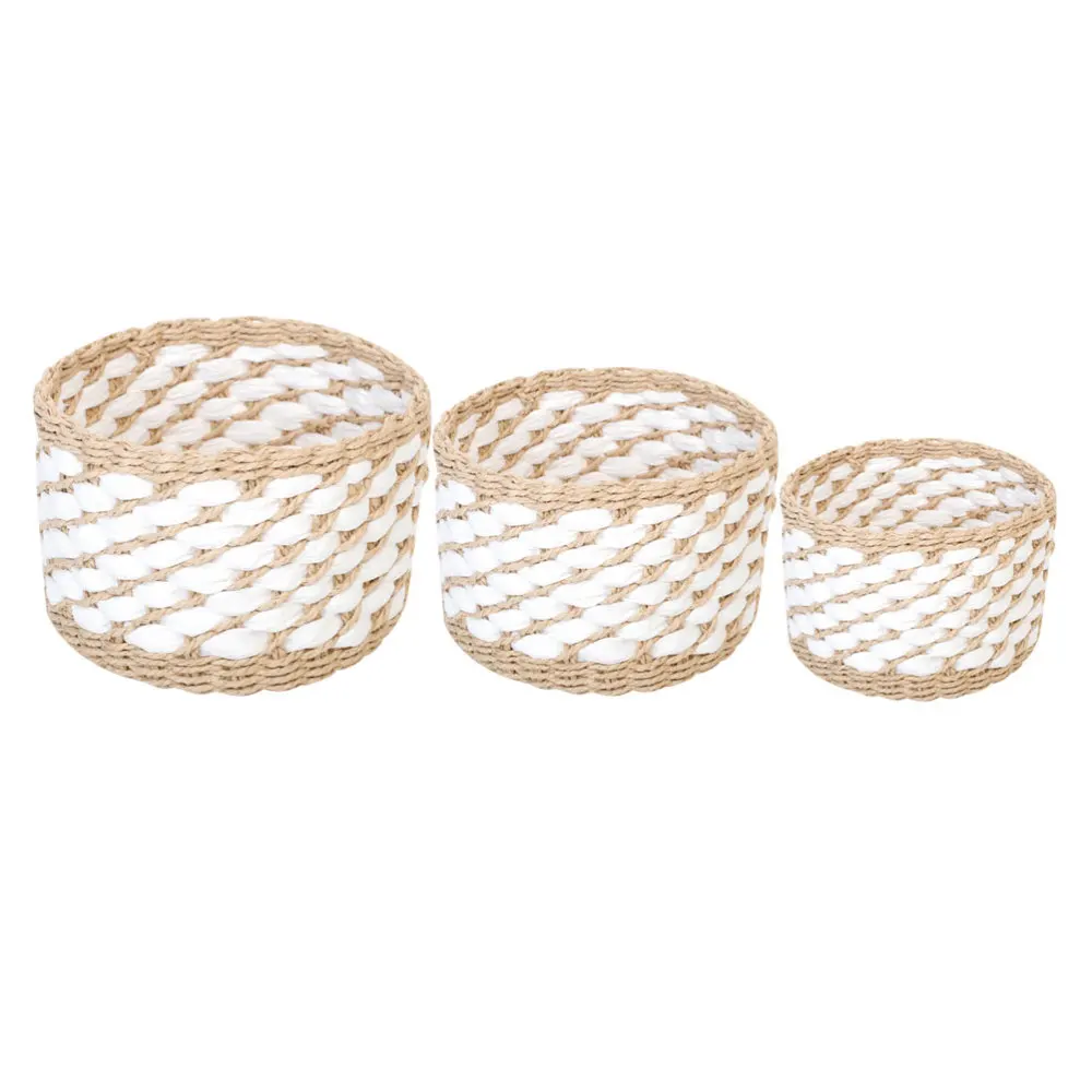 3pcs Woven Storage Basket Snack Holder Sundries Storage Basket (Khaki) 
3pcs Woven Storage Basket Snack Holder Sundries Storage Basket (Khaki)