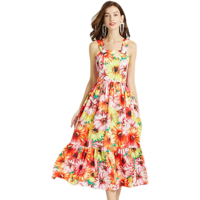 New 2021 Summer Women's Dress Seaside Holiday Style Square Neck Print Button Suspender Dress New Waist Female Slim Dresses
New 2021 Summer Women's Dress Seaside Holiday Style Square Neck Print Button Suspender Dress New Waist Female Slim Dresses