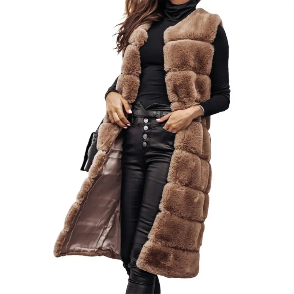 Women Vest Solid Color Round Neck Faux Fur Thick Crew Neck Outerwear for Daily Wear
Women Vest Solid Color Round Neck Faux Fur Thick Crew Neck Outerwear for Daily Wear