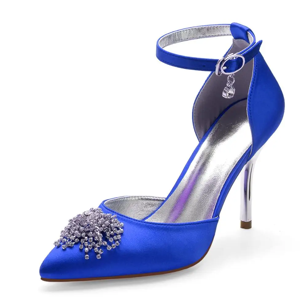 Pointed toe D'orsay satin evening dress shoes bridal wedding party prom high heels with crystal brooch ankle strap lady pumps
Pointed toe D'orsay satin evening dress shoes bridal wedding party prom high heels with crystal brooch ankle strap lady pumps