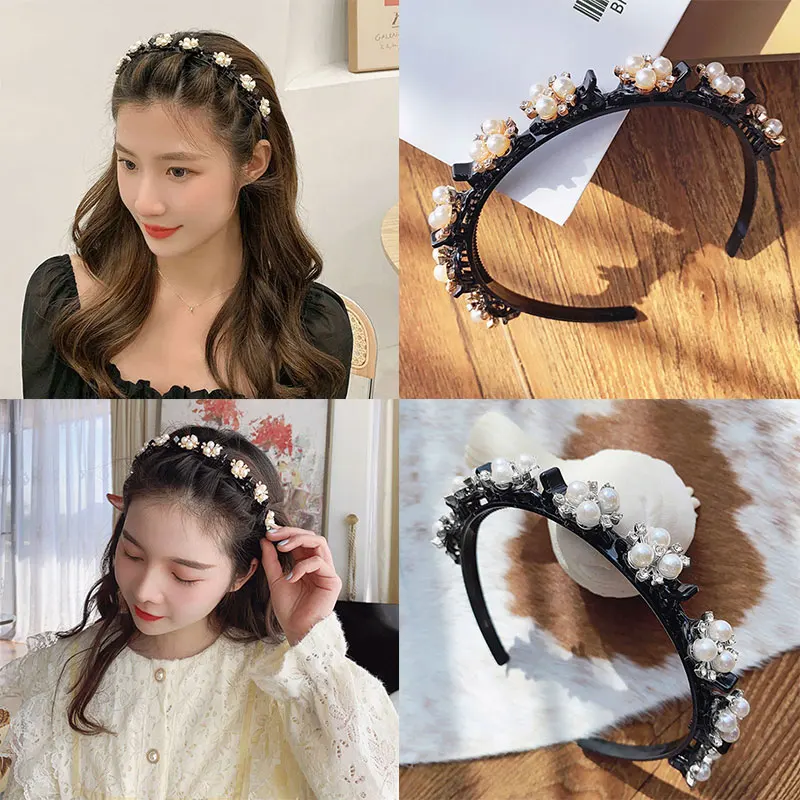 Rhinestone Pearl Hairbands Metal Press Buckle Hairpin Bangs Hair Clips Braided Hairbands Bangs Fixed Headbands Hair Accessories
Rhinestone Pearl Hairbands Metal Press Buckle Hairpin Bangs Hair Clips Braided Hairbands Bangs Fixed Headbands Hair Accessories