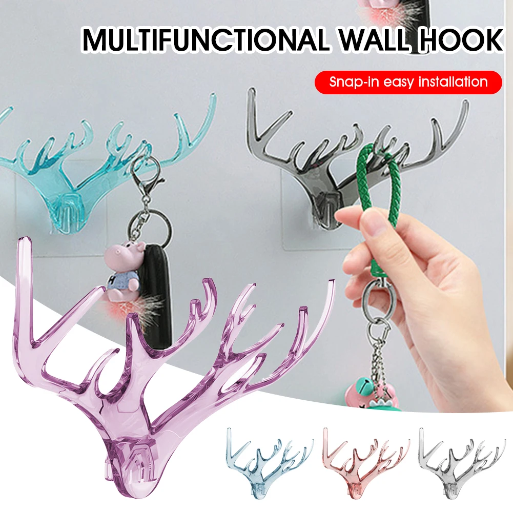Wall Hanging Hook Creative Crystal Transparent Antler Hook Free Punch Hat Key Chain Hanging Hook With Sticky Wall Decoration
Wall Hanging Hook Creative Crystal Transparent Antler Hook Free Punch Hat Key Chain Hanging Hook With Sticky Wall Decoration