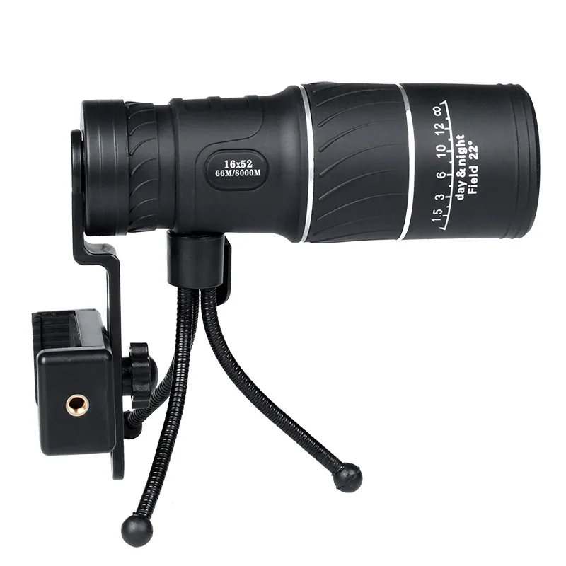 Portable Outdoor 16X52 Monocular High-resolution High-barrel Mobile Phone Camera Telescope with Photo Frame and Tripod
Portable Outdoor 16X52 Monocular High-resolution High-barrel Mobile Phone Camera Telescope with Photo Frame and Tripod