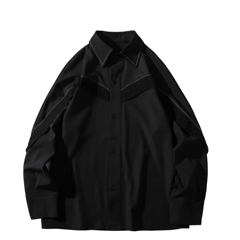 IEFB 2021 New Men's Clothing Three-dimensional Lace Patchwork Design Black Shirts Spring Trend Korean Loose Long Sleeve Blouse 
IEFB 2021 New Men's Clothing Three-dimensional Lace Patchwork Design Black Shirts Spring Trend Korean Loose Long Sleeve Blouse