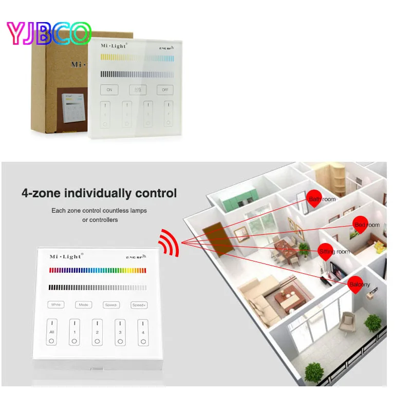 Miboxer 2.4G B1/B2/B3/B4 4-Zone Brightness dimming/RGB/RGBW/CCT Smart Touch Panel led Dimmer Controller for led strip light
Miboxer 2.4G B1/B2/B3/B4 4-Zone Brightness dimming/RGB/RGBW/CCT Smart Touch Panel led Dimmer Controller for led strip light