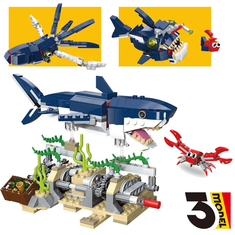 3 in 1 Creator Deep Sea Creatures Shark and Crab Building Blocks Kit Bricks City Classic Model Kids Toys For Compatible gift
3 in 1 Creator Deep Sea Creatures Shark and Crab Building Blocks Kit Bricks City Classic Model Kids Toys For Compatible gift