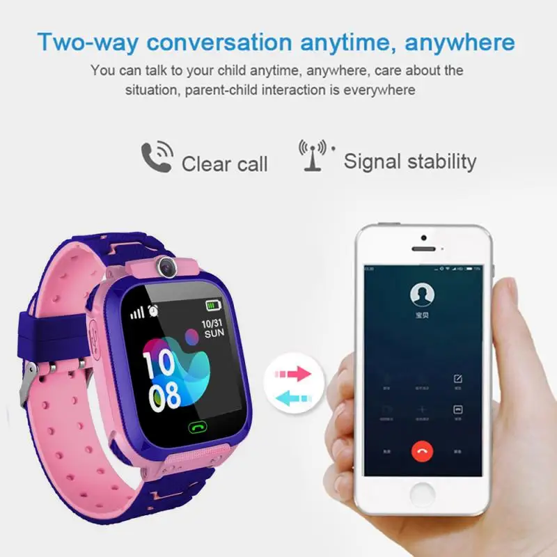 Детские Смарт-часы Q12 телефон Android SOS с Sim-картой водонепроницаемые часы
