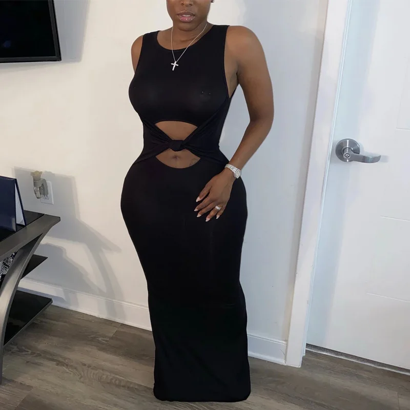 2021 Women Sexy Sleeveless Hollow Out Solid Maxi Dress Classy Church Party Dress Evening Long Vestidos Robe
2021 Women Sexy Sleeveless Hollow Out Solid Maxi Dress Classy Church Party Dress Evening Long Vestidos Robe
