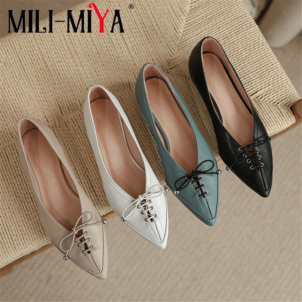 MILI-MIYA New Arrival Concise Design Women Cow Leather Pumps Pointed Toe Round Heels Lace Up Butterfly Knot Size 34-40 Handmade
MILI-MIYA New Arrival Concise Design Women Cow Leather Pumps Pointed Toe Round Heels Lace Up Butterfly Knot Size 34-40 Handmade