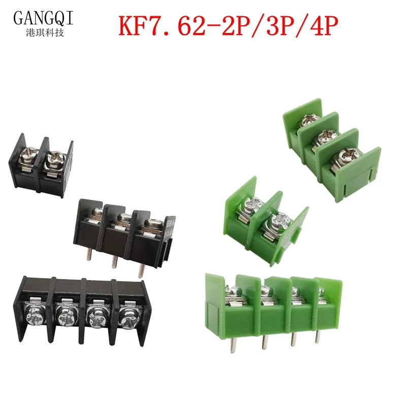 

10pcs 7.62mm KF7.62-2P 3P 4P MG762-2 3 4 Pin Can be spliced Screw Terminal Block Connector Black Green 7.62mm Pitch