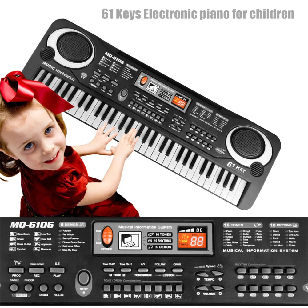 61 Keys Piano Digital Music Electronic Keyboard KeyBoard Black Electric Piano Kids Gift with microphone Keyboard instrument HOT!
61 Keys Piano Digital Music Electronic Keyboard KeyBoard Black Electric Piano Kids Gift with microphone Keyboard instrument HOT!