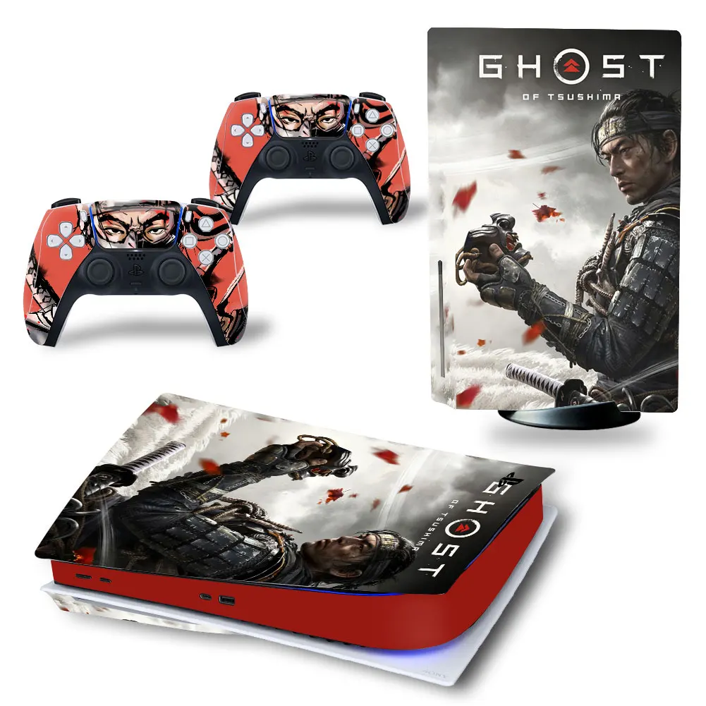 Tsushima Game PS5 disk digital editon decal skin sticker for Console and two Controllers Vinyl stickers | Электроника