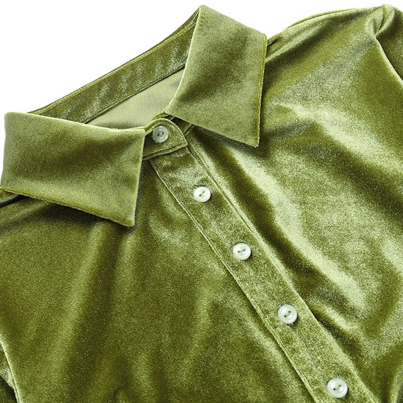 2021 Long Sleeve Button Up Velvet Mini Shirt Dress For Women Clothing Lapel Ruched Chic Vintage Elegant Spring Autumn Streetwear
2021 Long Sleeve Button Up Velvet Mini Shirt Dress For Women Clothing Lapel Ruched Chic Vintage Elegant Spring Autumn Streetwear