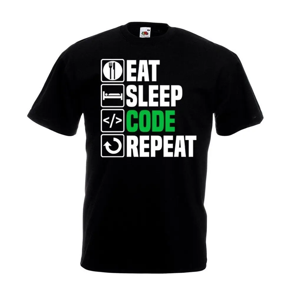 Футболка Eat Sleep Code Repeater забавная кодировка веб программист папа Рождественский