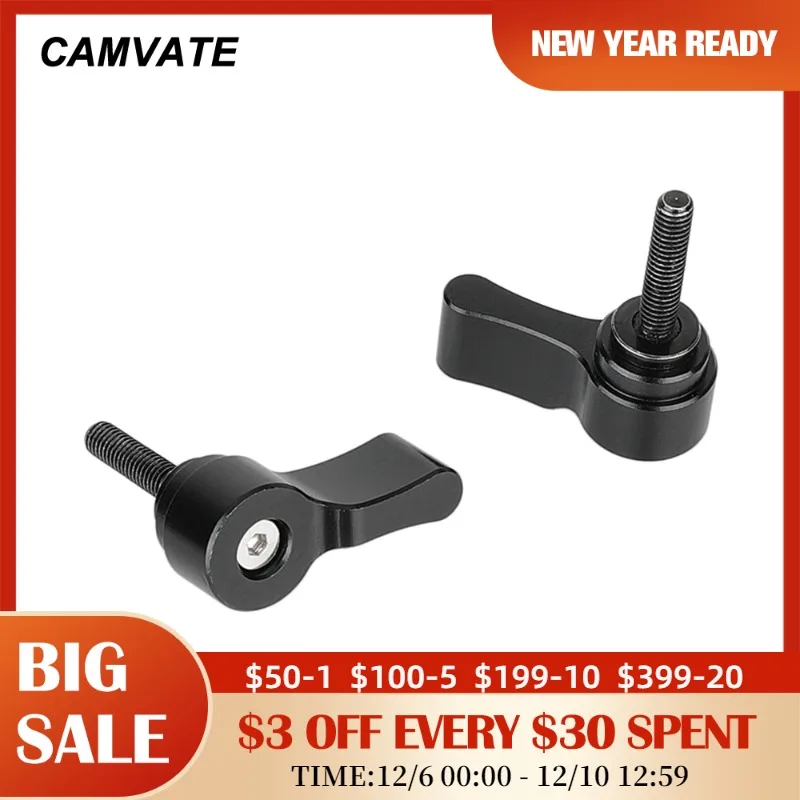 CAMVATE 2 Pieces Standard M4 Male Threading (18mm Long) Rotating Knob Adjustable Thumb Lever Screw For Camera Rig,Cage, QR Plate
CAMVATE 2 Pieces Standard M4 Male Threading (18mm Long) Rotating Knob Adjustable Thumb Lever Screw For Camera Rig,Cage, QR Plate