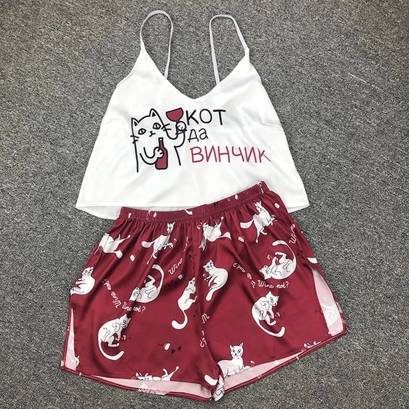 Women Pajamas Set Sexy Fashion Satin Pijamas Shorts V-Neck Camisole Sleepwear Ladies Pyjamas Home clothes Suit Girls Nightwear
Women Pajamas Set Sexy Fashion Satin Pijamas Shorts V-Neck Camisole Sleepwear Ladies Pyjamas Home clothes Suit Girls Nightwear