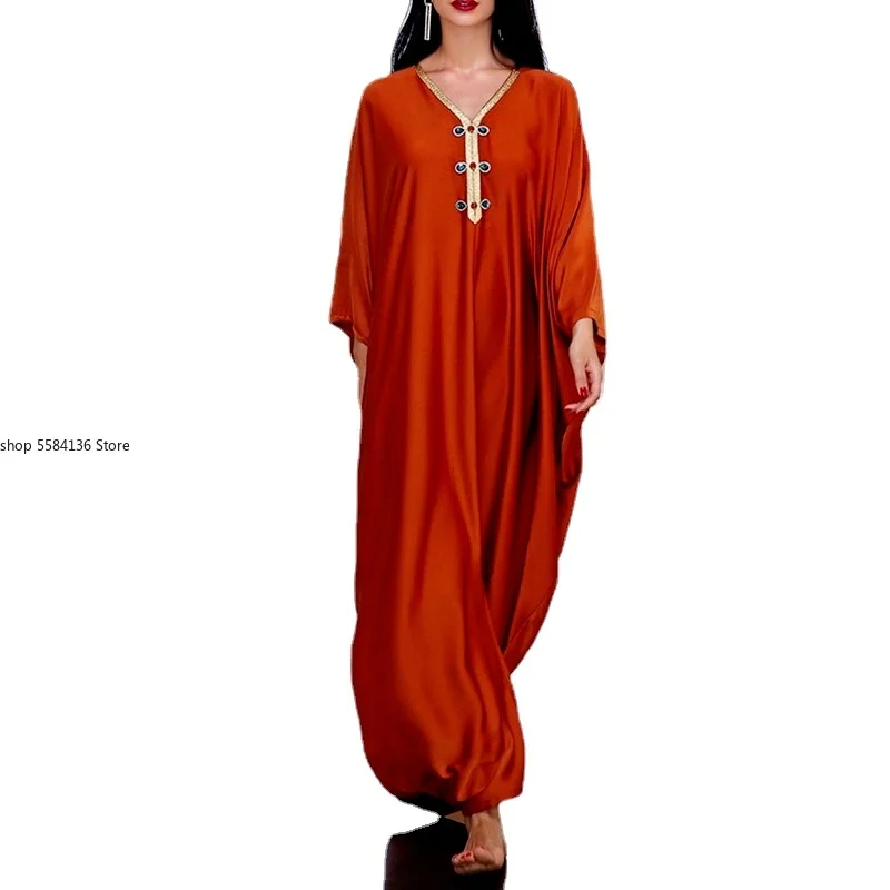 2021 Summer New Fashion Muslim Orange Phnom Penh Handmade Beading Loose Casual Bat Sleeve Women's Dress V-neck Cloak
2021 Summer New Fashion Muslim Orange Phnom Penh Handmade Beading Loose Casual Bat Sleeve Women's Dress V-neck Cloak