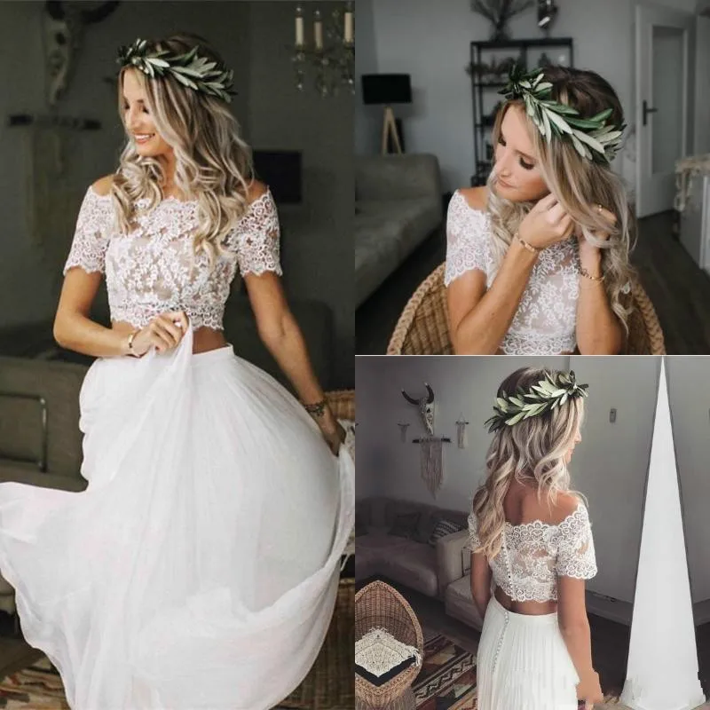 Two Pieces A Line Wedding Dresses 2019 Off Shoulder Summer Beach Country Lace Appliques Chiffon Floor Length Arabic Plus Size
Two Pieces A Line Wedding Dresses 2019 Off Shoulder Summer Beach Country Lace Appliques Chiffon Floor Length Arabic Plus Size
