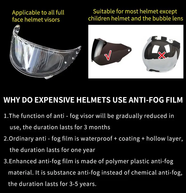 Hot Sale Universal Durable Motorcycle Helmet Anti Fog Film Full Helmet Lens Anti Fog Sticker Helmet General Anti Fog Film
Hot Sale Universal Durable Motorcycle Helmet Anti Fog Film Full Helmet Lens Anti Fog Sticker Helmet General Anti Fog Film