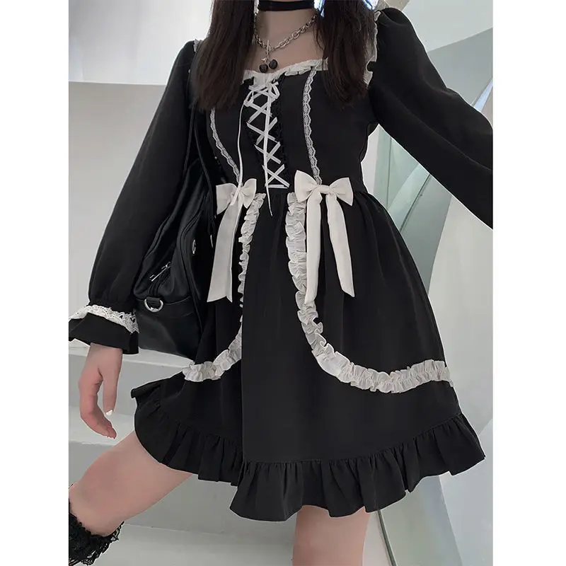 Japanese Lolita Gothic Dress Girl Patchwork Vintage Designer Mini Dress Japan Style Kawaii Clothes Fall Dresses for Women 2021
Japanese Lolita Gothic Dress Girl Patchwork Vintage Designer Mini Dress Japan Style Kawaii Clothes Fall Dresses for Women 2021