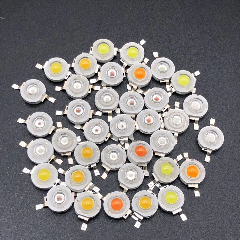 

100pcs 1W 3W High Power LED Chip Lamp Bulbs SMD COB Diodes Warm Cold White Red Green Blue Yellow 440 660nm Grow Light Beads