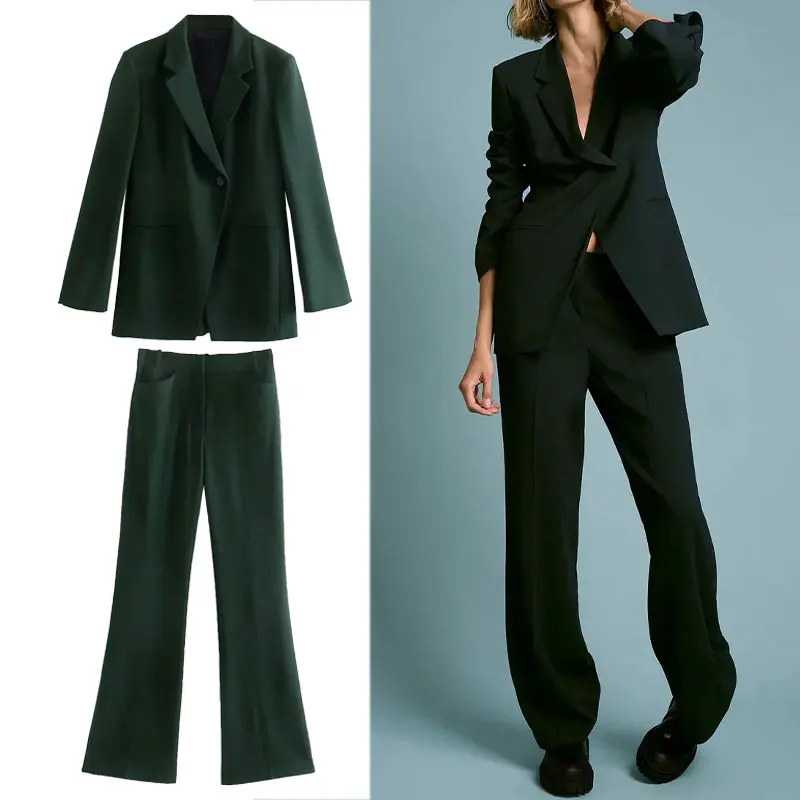 ZA Woman Suit Sets 2021 Autumn Winter Green Button Up Office Lady Blazer Tops+High waist Pant Long Sleeve Outfits Women Fashion 
ZA Woman Suit Sets 2021 Autumn Winter Green Button Up Office Lady Blazer Tops+High waist Pant Long Sleeve Outfits Women Fashion