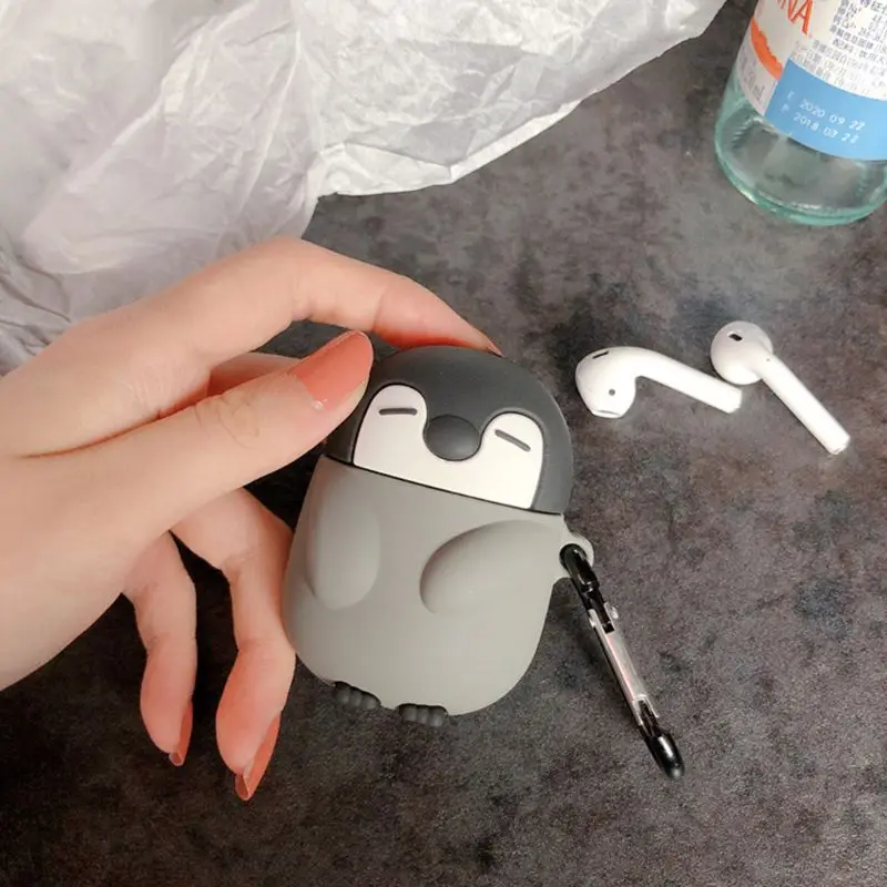 New Cute Penguin Style Protective Case Silicone Cover with Carabiner for Airpods 1/2 qyh
New Cute Penguin Style Protective Case Silicone Cover with Carabiner for Airpods 1/2 qyh
