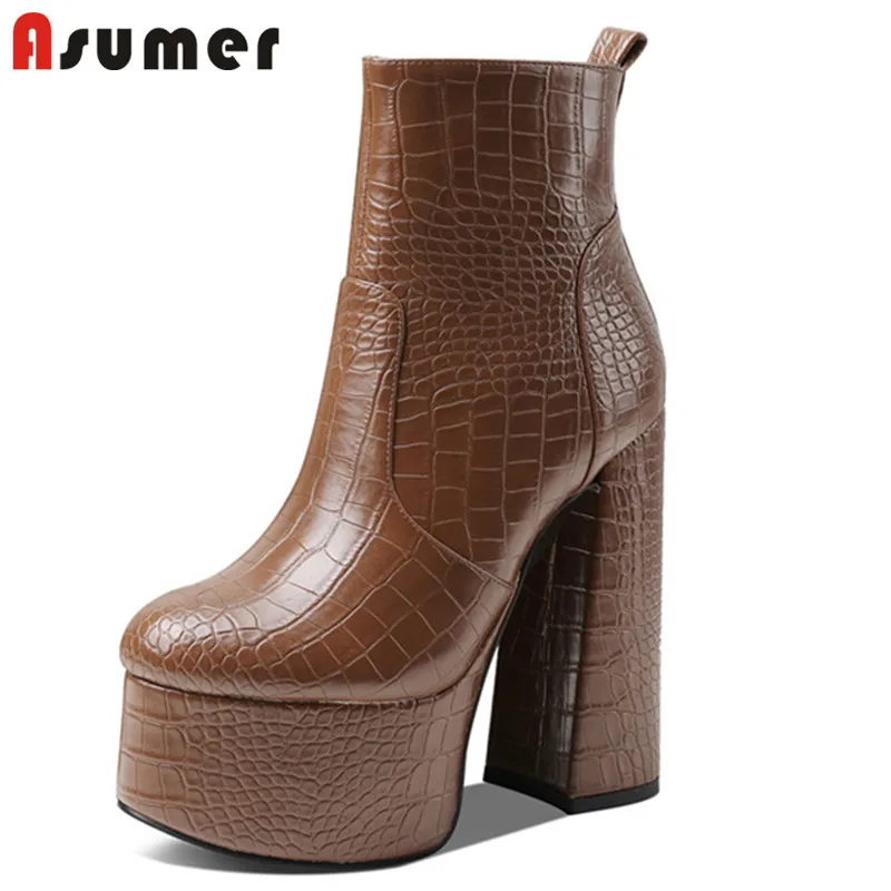 Asumer 2021 New Arrive Ankle Boots Women High Heels Platform Shoes Round Toe Fashion European Style Autumn Winter Boots Women
Asumer 2021 New Arrive Ankle Boots Women High Heels Platform Shoes Round Toe Fashion European Style Autumn Winter Boots Women