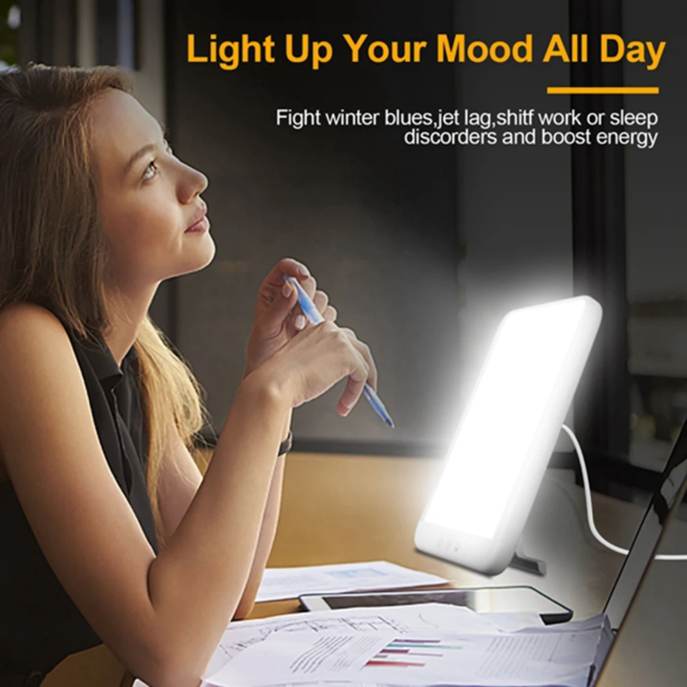 

Лампа для световой терапии 10000 Люкс, УФ-лампа с 4 регулируемыми уровнями яркости для терапии, имитирует естесветильник свет
