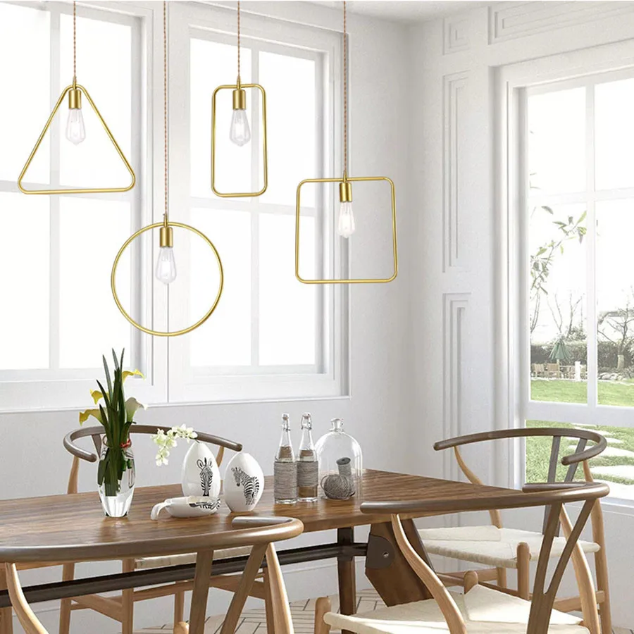 Nordic Creative Personality Geometric Pendant Lamps E27 Golden Pendant Light Iron Art Restaurant Bar Aisle Porch Hanging Light
Nordic Creative Personality Geometric Pendant Lamps E27 Golden Pendant Light Iron Art Restaurant Bar Aisle Porch Hanging Light