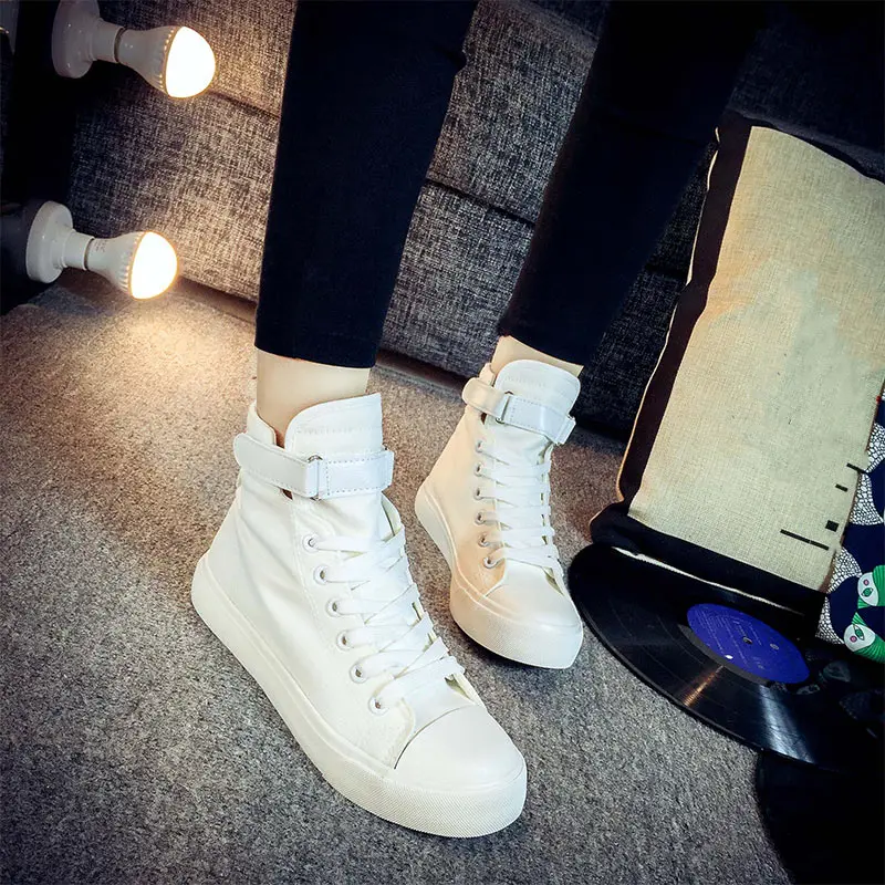 Women's Vulcanized Shoes Sneakers Lace Up Denim Female Autumn Footwear Woman Casual White High Top Flat Shoes 2020
Women's Vulcanized Shoes Sneakers Lace Up Denim Female Autumn Footwear Woman Casual White High Top Flat Shoes 2020