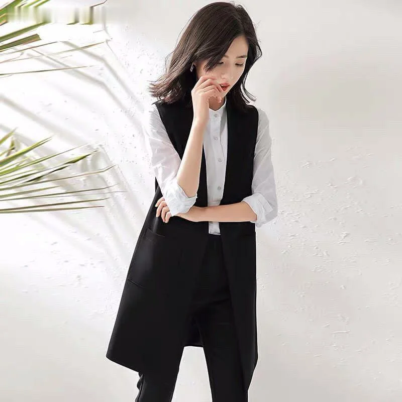 2021 Women Spring Autumn New Casual Blazer Vest Female Solid Notched Sleeveless Long Vest Lady Vintage Waistcoat I393
2021 Women Spring Autumn New Casual Blazer Vest Female Solid Notched Sleeveless Long Vest Lady Vintage Waistcoat I393