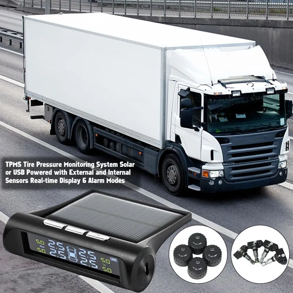 TPMS Tire Pressure Monitoring System Solar Or USB Powered With External And Internal Sensors Real-time Display 6 Alarm Modes
TPMS Tire Pressure Monitoring System Solar Or USB Powered With External And Internal Sensors Real-time Display 6 Alarm Modes