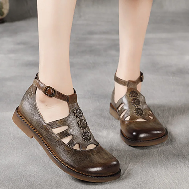Vintage Flats Women Shoes Genuine Leather Retro Buckle Strap Sandals 2021 New Summer Autumn Handmade Concise Sewing Ladies Shoes
Vintage Flats Women Shoes Genuine Leather Retro Buckle Strap Sandals 2021 New Summer Autumn Handmade Concise Sewing Ladies Shoes