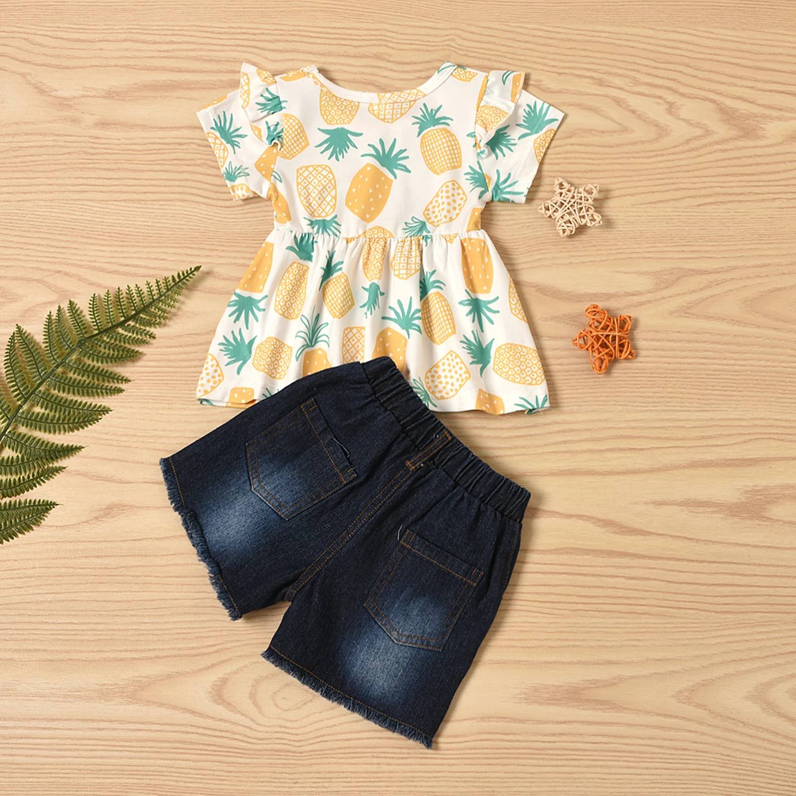 2021 New Summer 6M-4Y Baby Girl Floral/Pineapple Print 2Pcs Set Short Sleeve Dress-Style Top+Denim Shorts Kid Children Clothes
2021 New Summer 6M-4Y Baby Girl Floral/Pineapple Print 2Pcs Set Short Sleeve Dress-Style Top+Denim Shorts Kid Children Clothes