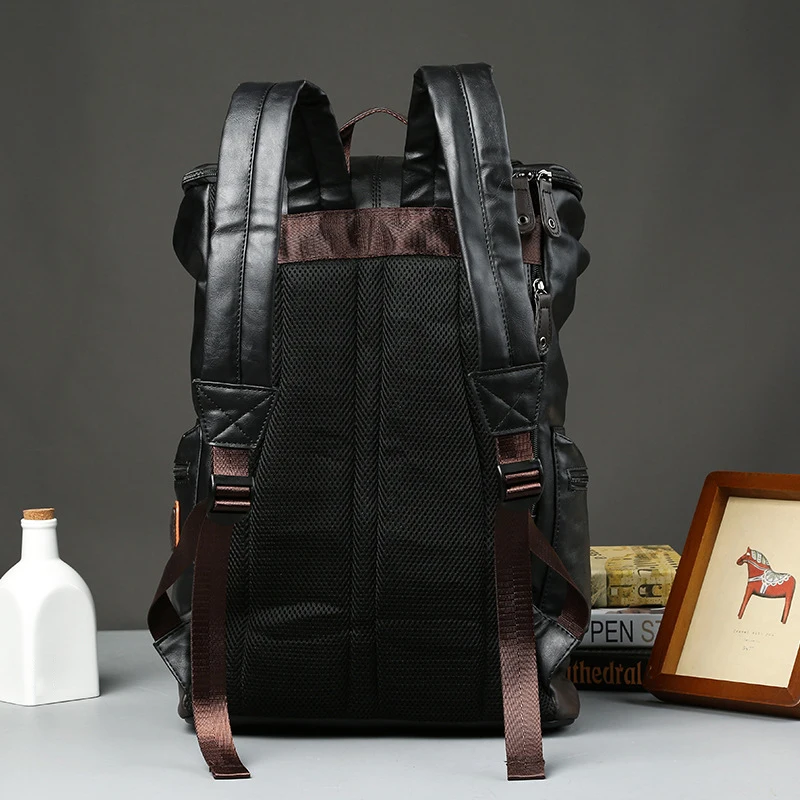 Кожаный дорожный рюкзак для мужчин вместительная сумка с отделением ноутбука 15