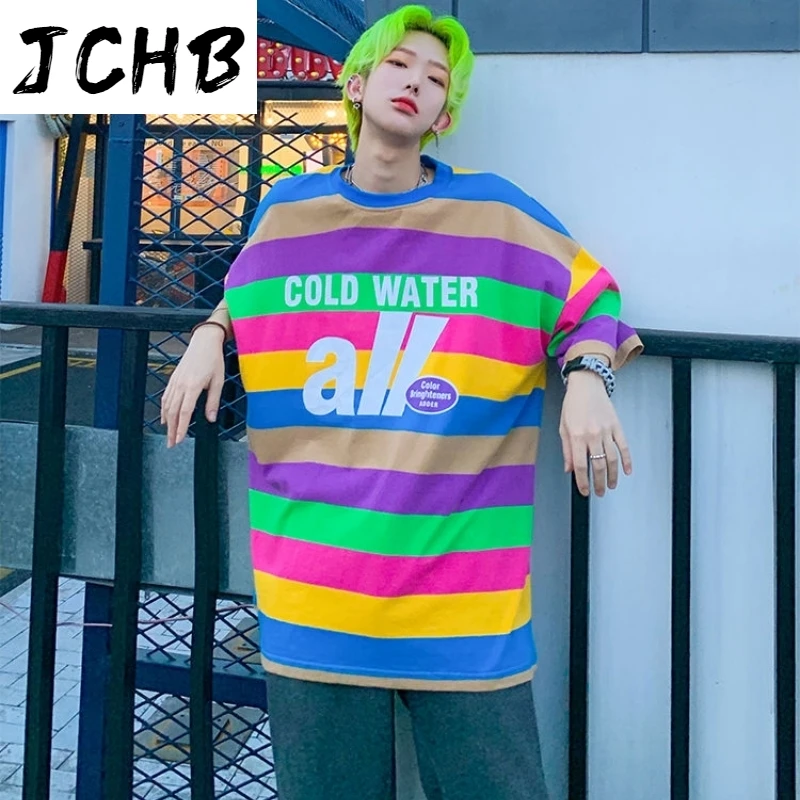 2021 T-shirt Men Summer Rainbow Stripes Contrast Color Short-sleeved Male Ins Tide Brand Hip-hop Loose Five-point Half-sleeved S
2021 T-shirt Men Summer Rainbow Stripes Contrast Color Short-sleeved Male Ins Tide Brand Hip-hop Loose Five-point Half-sleeved S