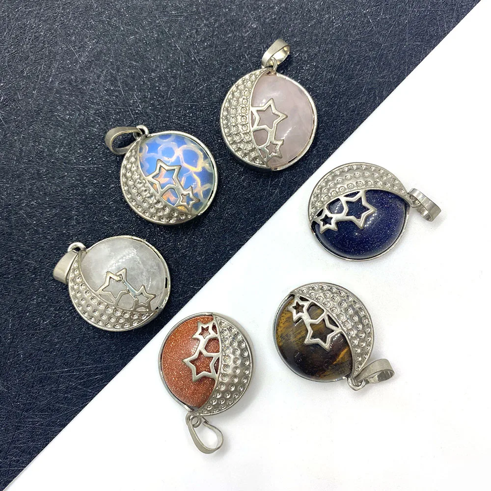 Natural Stone, Tiger's Eye, Crystal, Round Star and Moon Pendant, Used for DIY Jewelry Making Necklace and Bracelet Accessories
Natural Stone, Tiger's Eye, Crystal, Round Star and Moon Pendant, Used for DIY Jewelry Making Necklace and Bracelet Accessories