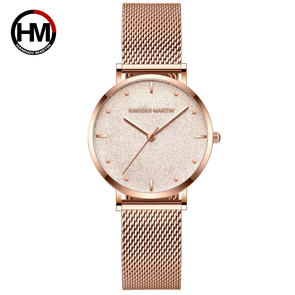 Hannah Martin Brand Luxury Stainless Steel Mesh Wristwatch Japan Quartz Movement Rose Gold Designer Elegant Style Watch Women
Hannah Martin Brand Luxury Stainless Steel Mesh Wristwatch Japan Quartz Movement Rose Gold Designer Elegant Style Watch Women