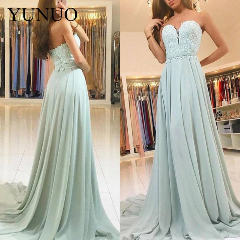 YuNuo 2019 A line Evening Dresses Lace Chiffon Appliqued Prom Party Gowns N19
YuNuo 2019 A line Evening Dresses Lace Chiffon Appliqued Prom Party Gowns N19