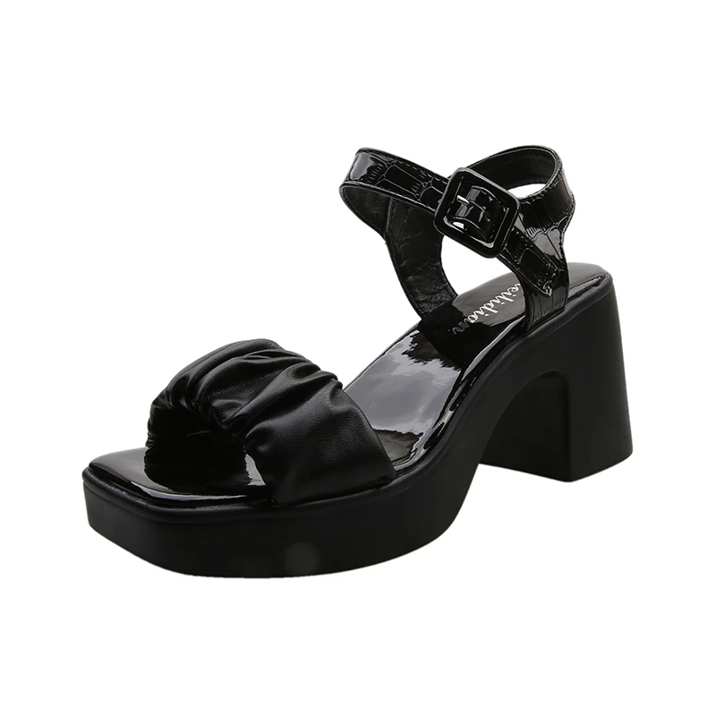 Luxury Women Square High Heeled Sandals Open Toe Pleated Gladiator Sandalias Patent Leather Summer Heightening Platform Shoes
Luxury Women Square High Heeled Sandals Open Toe Pleated Gladiator Sandalias Patent Leather Summer Heightening Platform Shoes