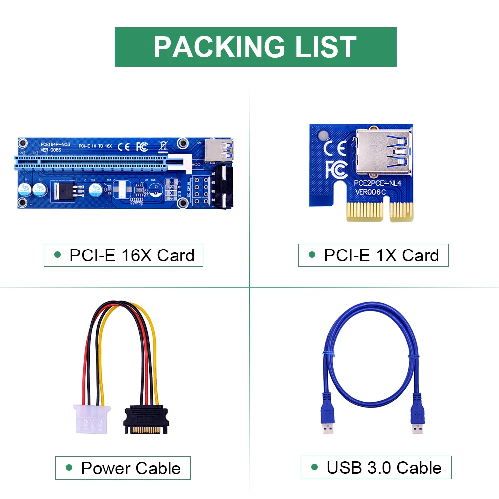 Райзер-карта CHIPAL VER006S PCI Express удлинитель PCI-E 1x на 16x PCIe USB 3 0 кабель SATA 4-контактный