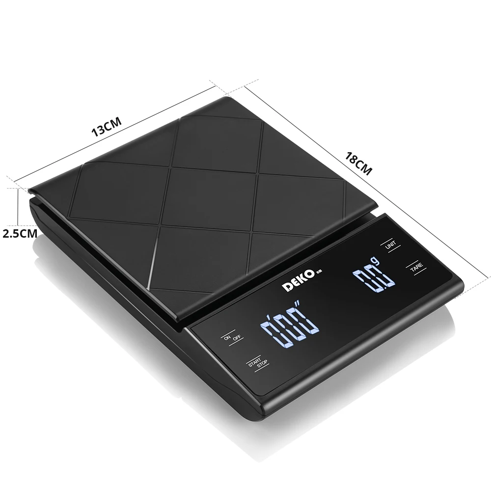 DEKO Digital Coffee Scale Weighting Instrument Electronic Balance LED Display High Precision with Timer Measuring Tools Gadgets
DEKO Digital Coffee Scale Weighting Instrument Electronic Balance LED Display High Precision with Timer Measuring Tools Gadgets