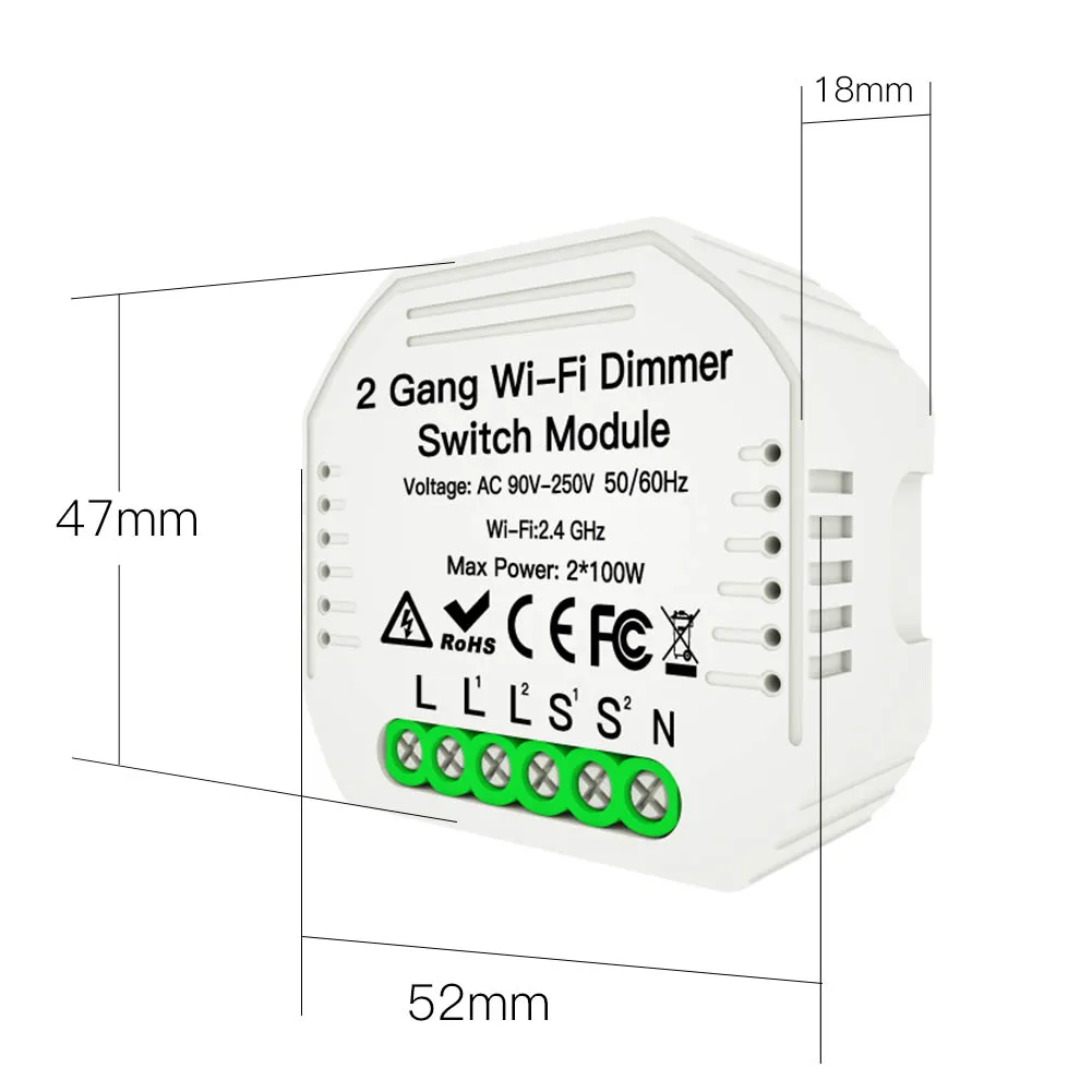 Smart WiFi Light Switch DIY LED Dimmer Switch 1 / 2 Gang Smart Home Switch Support Tuya APP Works with Alexa Echo Google Home
Smart WiFi Light Switch DIY LED Dimmer Switch 1 / 2 Gang Smart Home Switch Support Tuya APP Works with Alexa Echo Google Home