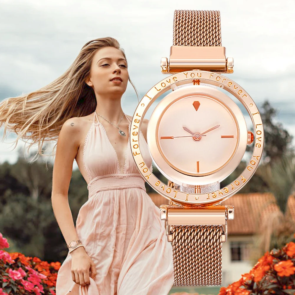 New Rotating Luxury Watch Female Fashion Small Dial Ring Color Matching Magnet Strap Casual Watch
New Rotating Luxury Watch Female Fashion Small Dial Ring Color Matching Magnet Strap Casual Watch