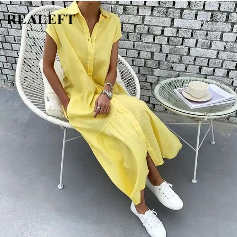 REALEFT Summer 2021 New Sleeveless Women's Shirt Dresses Chic High Waist Single Breasted Female Straight Loose Tank Long Dress
REALEFT Summer 2021 New Sleeveless Women's Shirt Dresses Chic High Waist Single Breasted Female Straight Loose Tank Long Dress