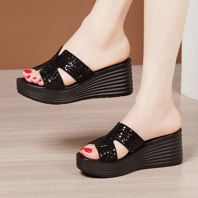 Wedges Heel High Heel Sandals For Women Summer Peep Toe Black Ladies Sandals
Wedges Heel High Heel Sandals For Women Summer Peep Toe Black Ladies Sandals