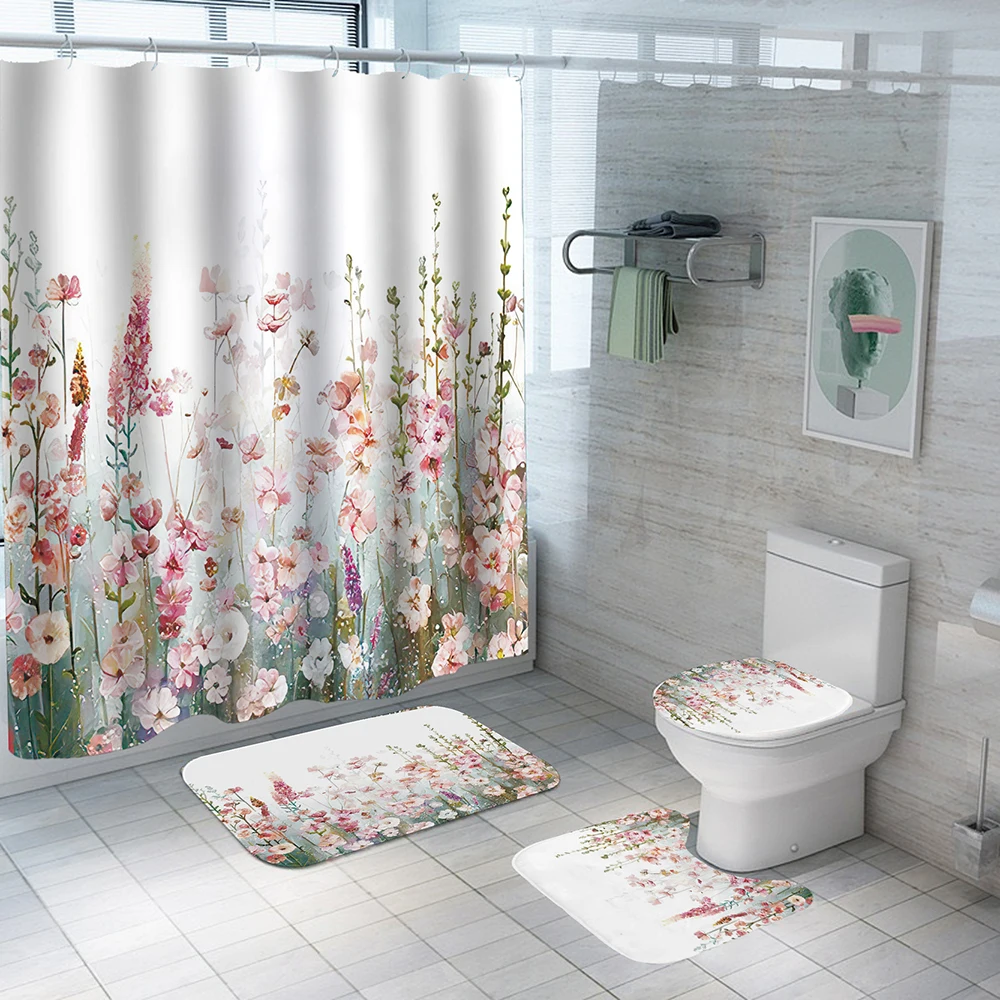 Blossom Elegant Pink Blue Flowers Waterproof Shower Curtain Anti Slip Toilet Lid Mat Rugs Set Bathroom Rugs Carpet Home Decor
Blossom Elegant Pink Blue Flowers Waterproof Shower Curtain Anti Slip Toilet Lid Mat Rugs Set Bathroom Rugs Carpet Home Decor